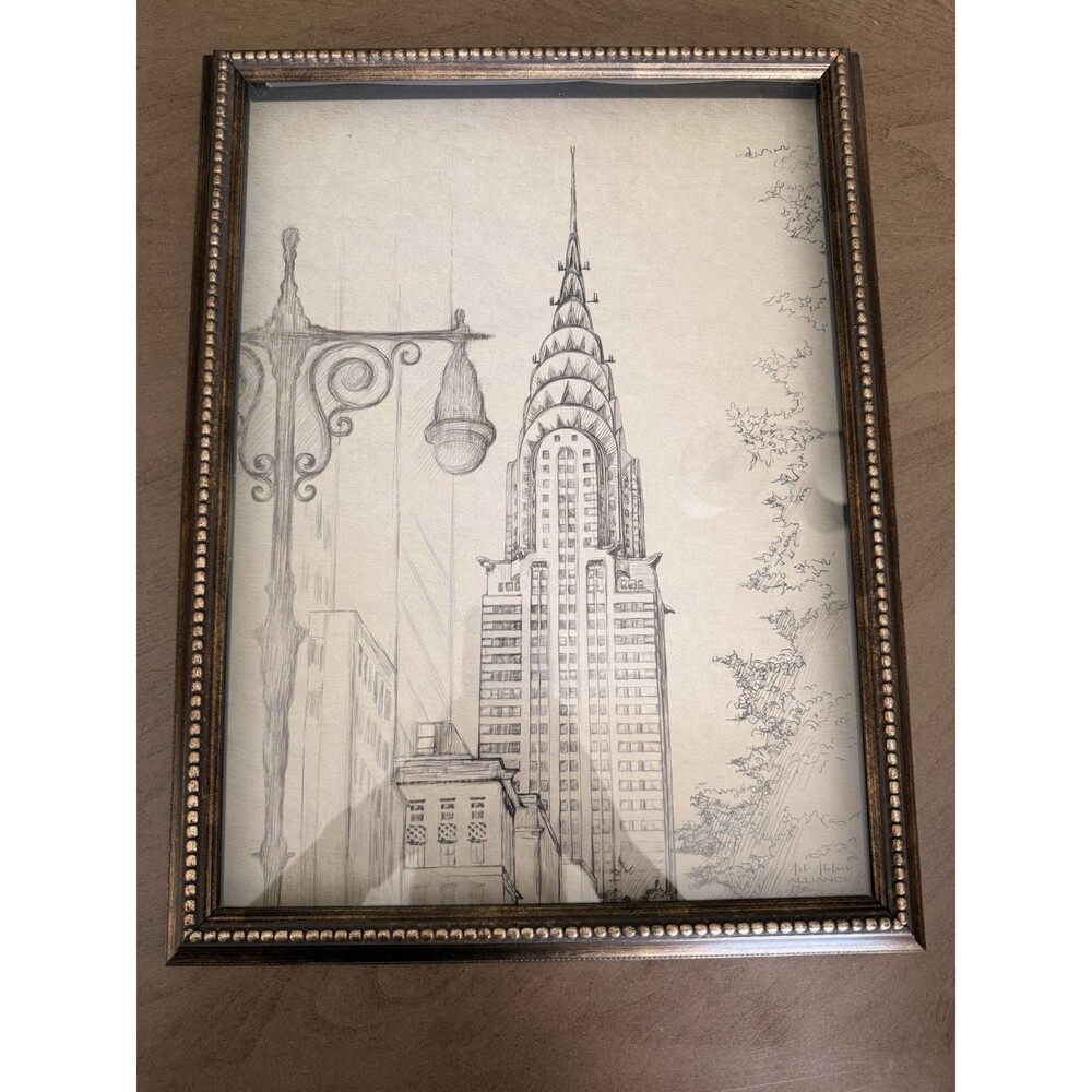 Art Atilier Pencil Sketch Chrysler Building New York Framed Art